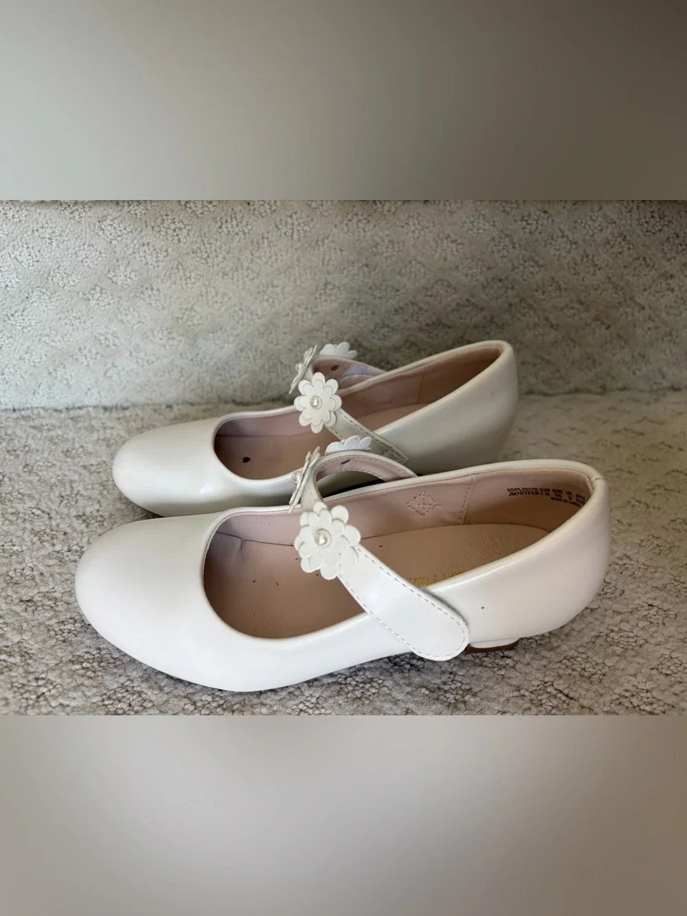 Girls Ivory Floral Dress Shoes